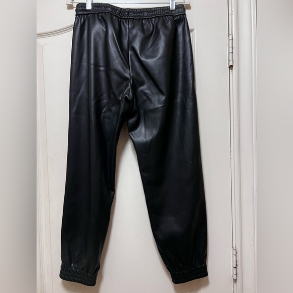 Banana Republic Vegan Leather Joggers, Black, size small. - Picture 2 of 5